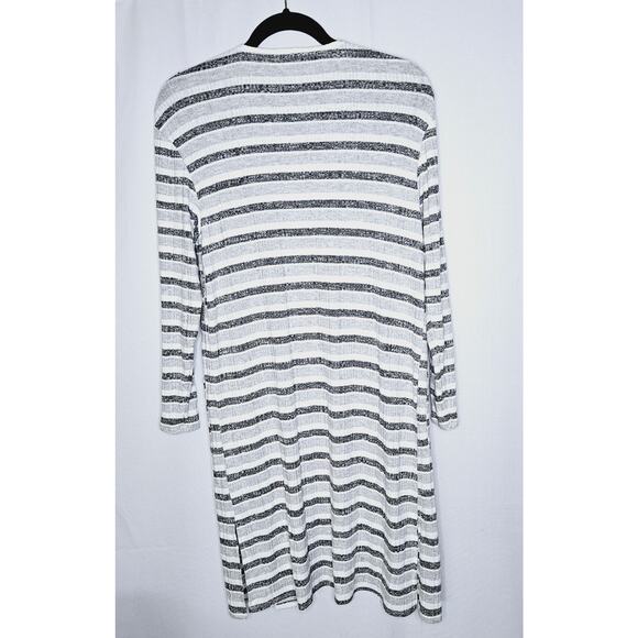 New Nine West Lightweight Super Soft Striped Duster Cardigan Long Line XS - Picture 2 of 8